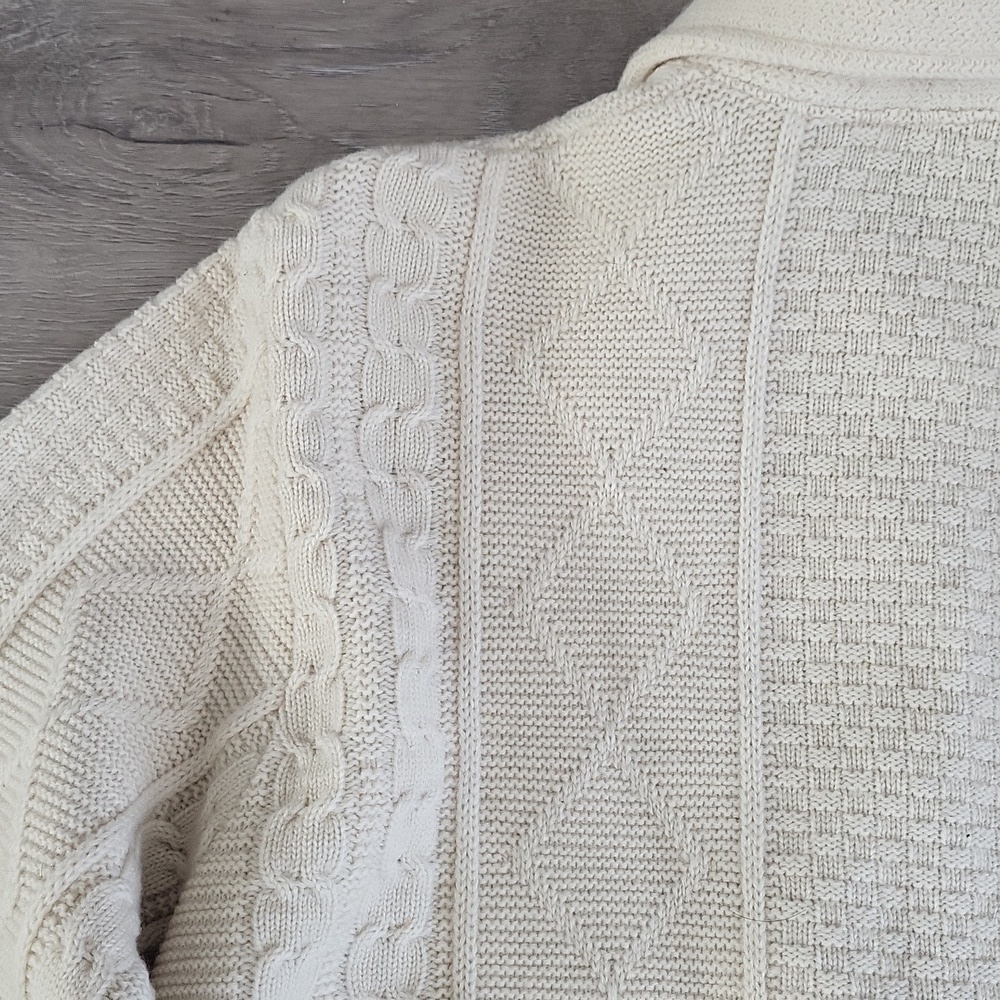Vintage 70s Jantzen Cable Knit Cardigan - Made in Canada - Cream - Picture 8 of 11